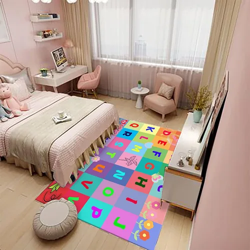 Miniatura 4 de ABC - Tapete de aprendizaje infantil de 2 x 3 pies, rectangular, antideslizante, lavable a máquina, para sala de estar, dormitorio, aula, cuarto