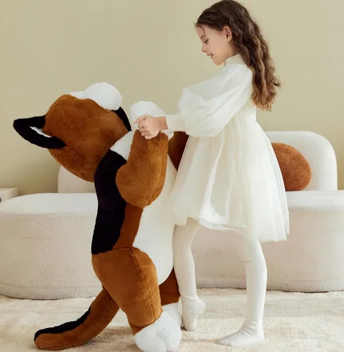Miniatura 6 de IKASA Juguete de peluche de gato calicó gigante, juguetes suaves grandes y grandes, 30 pulgadas, tamaño enorme, lindo peluche mullido de gran