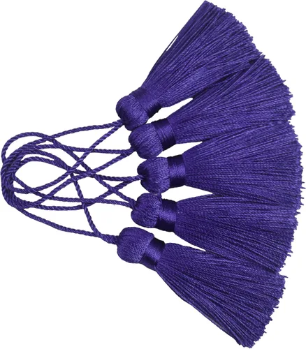 Miniatura 17 de Makhry 20 mini borlas de hilo sedoso hechas a mano de 4.3 pulgadas con lazo de cordón de 2 pulgadas y pequeño nudo chino para aretes, recuerdo