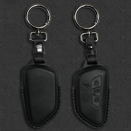 Miniatura 3 de Tukellen Funda de cuero para llavero de Volkswagen compatible con VW MK8 Golf/GTI Skoda Octavia Protector remoto chaqueta entrada sin llave (negro)