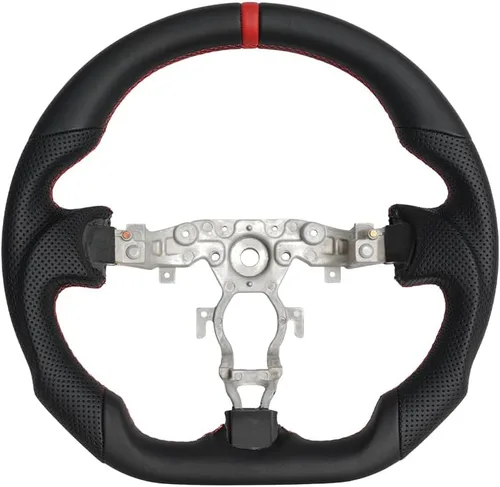 Miniatura 10 de Volante de fibra de carbono, volante de cuero perforado con parte inferior plana en forma de D, color negro, apto para Nissan 370z 2008-2020