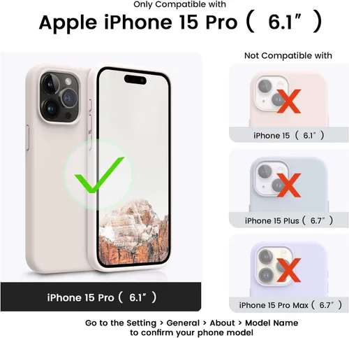 Miniatura 6 de OTOFLY Diseñado para iPhone 15 Pro Case, Funda de Silicona Resistente a Golpes Delgada y Fina para iPhone 15 Pro (6.1 pulgadas), (Stone)