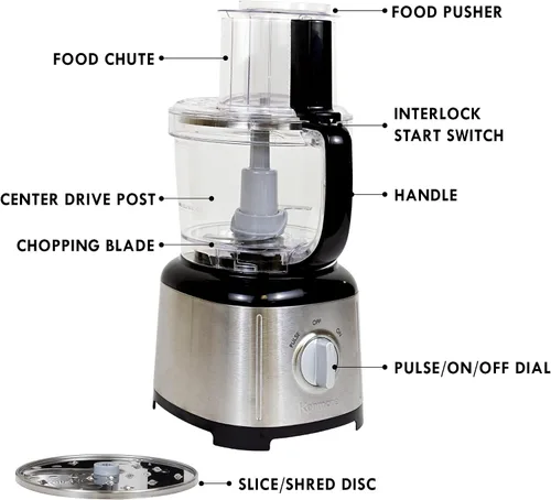 Miniatura 6 de Kenmore - Procesador de alimentos y picador de verduras de 11 tazas con disco reversible para cortar/triturar, picar, rebanar, picar, rallar, hacer