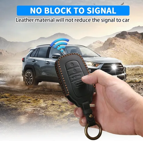 Miniatura 4 de QBUC Funda de Cuero Genuino para Llavero de Toyota Tacoma, Compatible con Toyota Tundra Prius Venza Corolla Crown Sequoia Grand Highlander RAV4