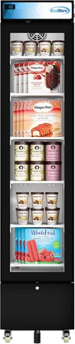 KoolMore Refrigerador comercial delgado de 17 pulgadas con descongelamiento manual, capacidad de 6.5 pies cúbicos, listado ETL en color negro