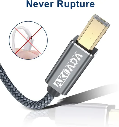 Miniatura 6 de AkoaDa Cable de impresora USB 2.0 de 20 pies, USB tipo A macho a B macho, cable de escáner de alta velocidad compatible con HP, Canon, Dell, Epson