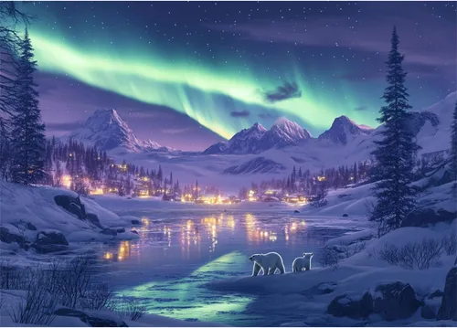 Rompecabezas de 1000 piezas para adultos, auroras boreales, rompecabezas de oso polar, imposibles, difíciles, desafiantes para adolescentes,