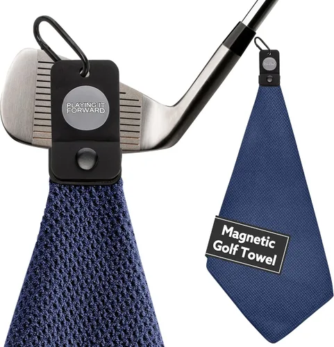Miniatura 19 de Toallas de golf magnéticas para bolsas de golf con clip y imán ultra fuerte - Toalla de microfibra con tejido de gofre para sujeción segura