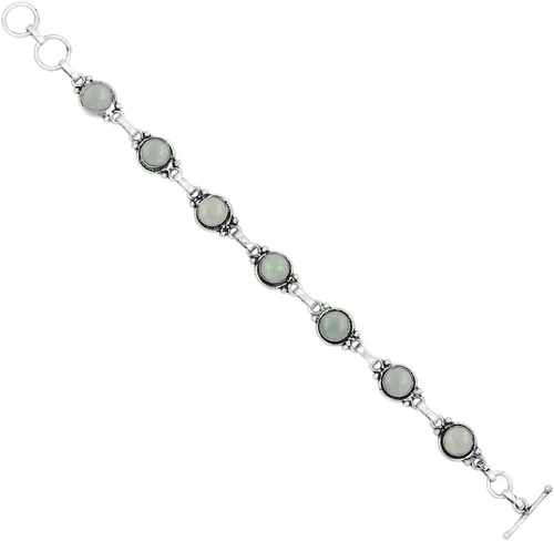 Miniatura 21 de Round Shape Natural & Synthetic Gemstones Silver Plated Bracelets for Women - Vintage Bohemian Style Handmade Birthstone Adjustable Link Bracelet