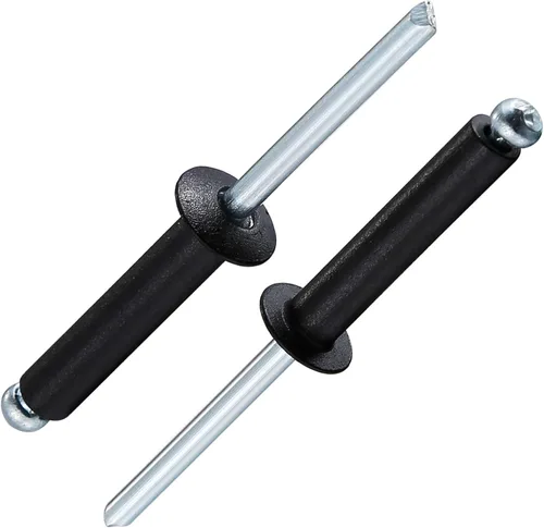 Miniatura 24 de Wensilon (80 piezas) Juego de remaches ciegos profesionales negros de aluminio, juego de agarre de aluminio y mandril de acero