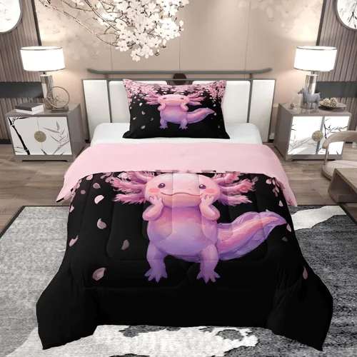 Miniatura 48 de Feelyou Juego de edredón de murciélago para niñas y niños, tamaño individual, edredón de Halloween decorativo en blanco y negro, juego de ropa