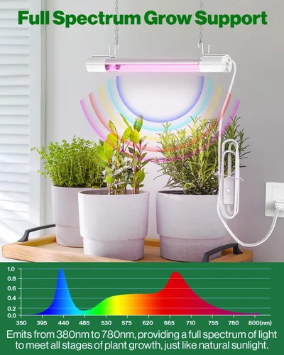 Miniatura 3 de Sunco - Luz LED de crecimiento de 1 pie, 10 W, espectro completo, para inicio de semillas, plántulas, plantas de interior, enchufe suspendido