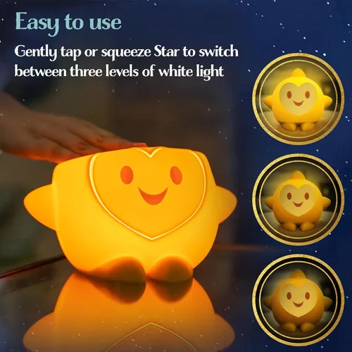 Miniatura 5 de Disney Wish Squishy Light, luz nocturna para niños, lámpara USB, funciona con pilas, regulable, luz de estrella ideal para dormitorio, sala
