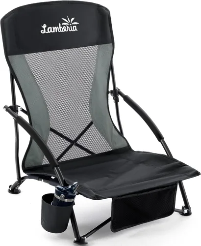Miniatura 10 de Lamberia Silla de playa plegable para adultos, paquete de 2, sillas de playa bajas portátiles con capacidad de 300 libras, silla de camping ligera