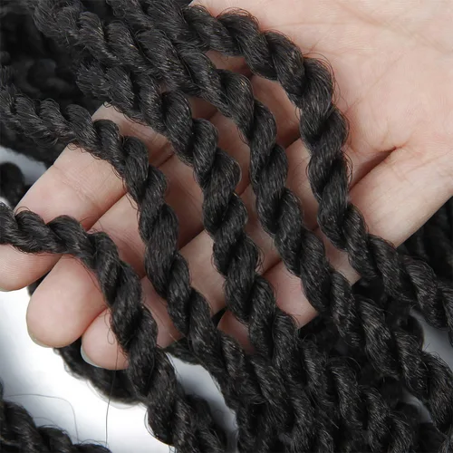 Miniatura 5 de (paquete de 6 unidades) 18 pulgadas Trenzas senegalesas de pelo ondulado sintético Extensión de pelo Kanekalon rizado, 18, #1B