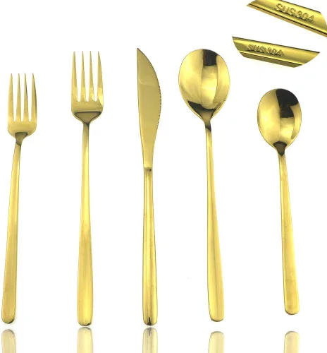 Miniatura 15 de JASHII Juego de cubiertos de acero inoxidable de 24 piezas con acabado brillante para 4 personas, cuchillo de cena, tenedor, cuchara, tenedor