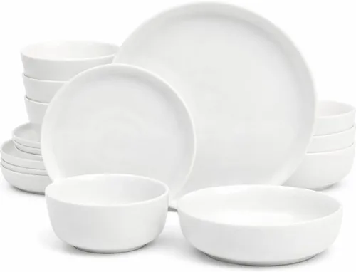Miniatura 10 de Gibson Home Oslo - Juego de vajilla de porcelana resistente a las astillas y a los arañazos de 12 piezas, servicio para 4 – Platos y cuencos negros