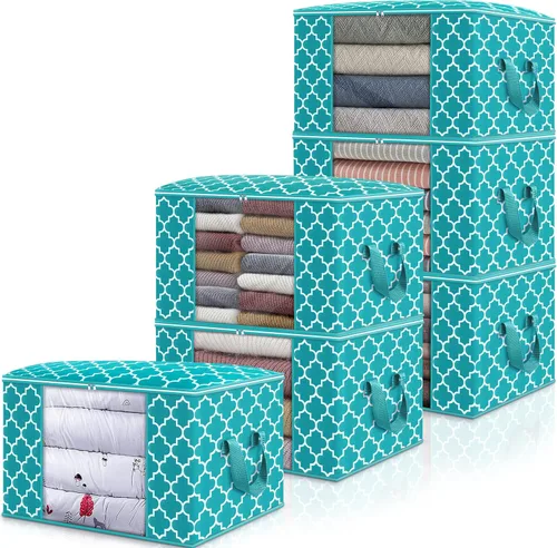 Miniatura 8 de WISELIFE Bolsas de almacenamiento, organización de ropa de manta grande y contenedores de almacenamiento para ropa de cama, edredones, organizador