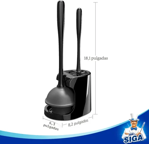 Miniatura 8 de MR.SIGA Combo de émbolo de inodoro y cepillo para limpieza de baño, negro, 2