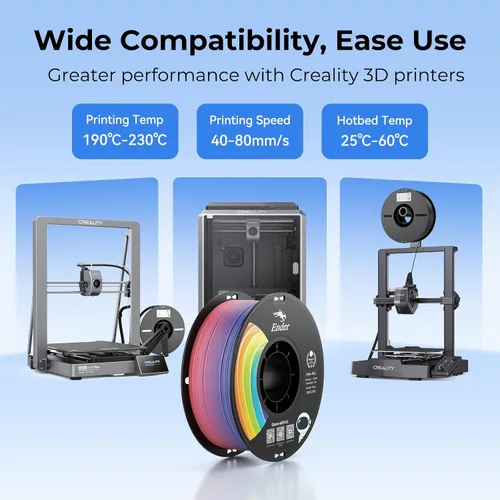 Miniatura 6 de Creality Filamento PLA+ Negro 1.75mm, filamento para impresora 3D de alta resistencia y sin enredos, embalaje al vacío, filamento para impresión 3D