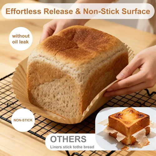 Miniatura 3 de Revestimientos para moldes para hornear pan de 9 x 5 pulgadas, 180 forros de papel pergamino antiadherentes, forro desechable para pan de masa