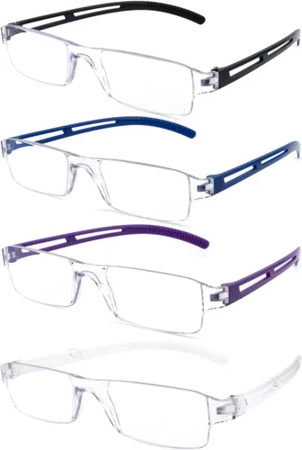 Miniatura 6 de Pack 4 Rimless Reading Glasses,Blue Light Clear Frames Reader Lightweight for Men and Women