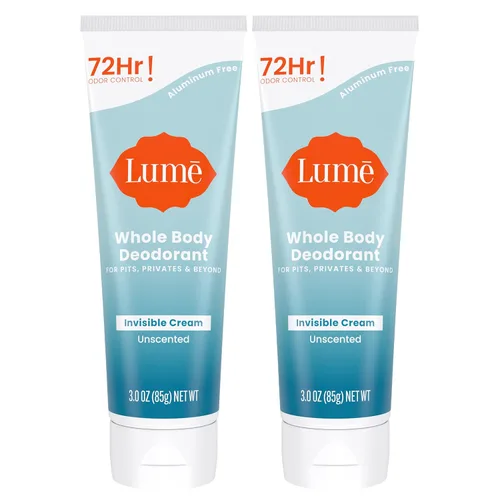 Lume Desodorante para todo el cuerpo – Tubo de crema invisible – Control de olores 72 horas – Sin aluminio, sin bicarbonato de sodio, seguro para la