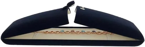 Miniatura 4 de Caja de regalo de joyería de alta calidad para pulsera, collar, terciopelo azul marino, regalo moderno y elegante de galería (joyería no incluida)