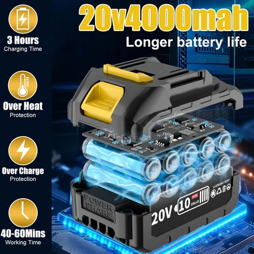 Miniatura 6 de Pulverizador de pintura inalámbrico de 4.0Ah con batería y cargador, pistola de pintura eléctrica de 800 W con 5 boquillas y 3 patrones