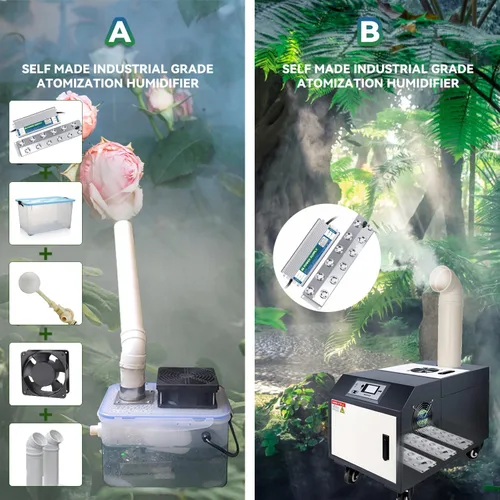 Miniatura 4 de Mxmoonant Mist Maker - Humidificador ultrasónico de 12 cabezales, 284.0 fl oz/H con fuente de alimentación de 400 W, flotador, discos de repuesto