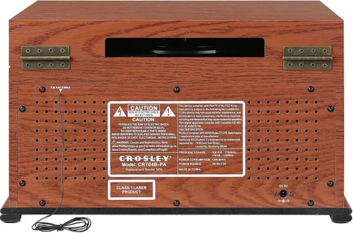 Miniatura 9 de Crosley CR704B-PA Musician Tocadiscos de 3 velocidades con radio, reproductor de CD/casete, entrada auxiliar y Bluetooth, color paprika
