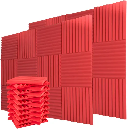 Miniatura 16 de Paquete de 24 paneles acústicos de espuma Saiqiang con aislamiento de sonido, paneles de espuma de 1 x 12 x 12 pulgadas, paneles de absorción