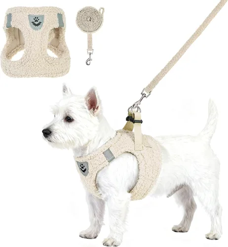 Miniatura 11 de Arnés de malla suave para cachorros – Juego de arnés y correa para perros pequeños, ajustable y cómodo chaleco reflectante acolchado para cachorros