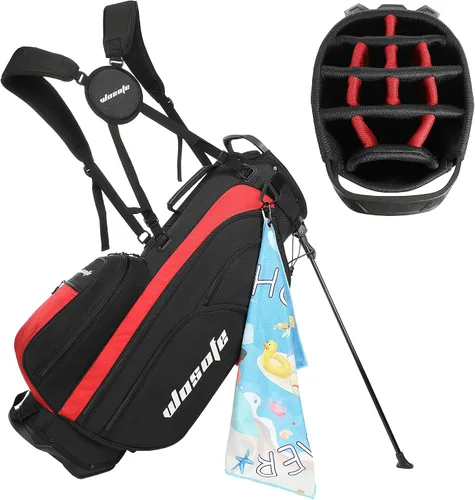 Bolsa de soporte de golf de nailon, ligera, divisor de 14 vías, 6 bolsillos con cremallera, bolsa para club de golf con asa, cubierta de lluvia,