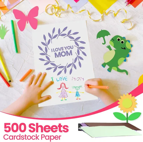 Miniatura 7 de Thenshop 500 hojas de cartulina de 8.3 x 11.5 pulgadas, papel de cartulina tamaño A4, 8.11 oz/m², papel de construcción impreso de doble cara