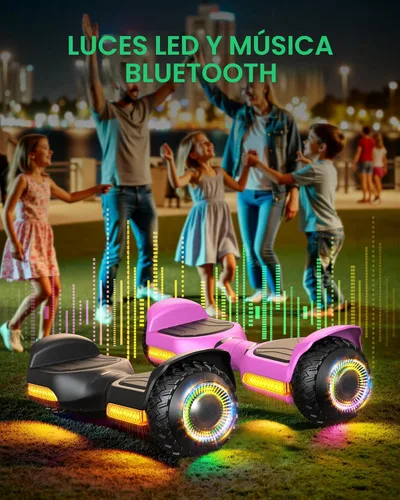 Miniatura 6 de Gyroor Scooter con accesorio de asiento ajustable, scooter de equilibrio automático todo terreno de 6.5 pulgadas, luces LED y Bluetooth para niños