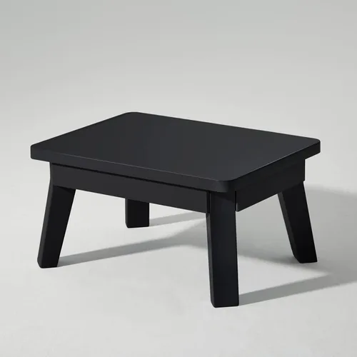 Miniatura 7 de HOUCHICS Taburete de madera, taburete de un solo paso para adultos y niños, taburetes de madera para adultos, baño, dormitorio (negro)