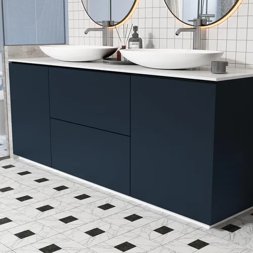 Miniatura 4 de VaryPaper Papel tapiz azul marino de 15.7 x 78.7 pulgadas, papel adhesivo azul moderno para armarios, impermeable, autoadhesivo, extraíble