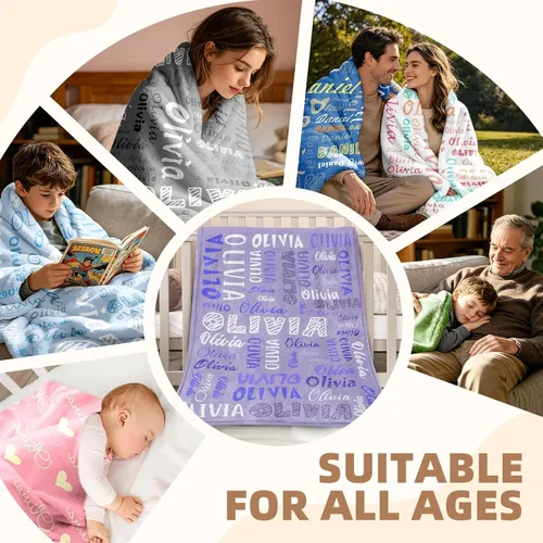 Miniatura 6 de Manta personalizada con nombre, manta personalizada para adultos y niños, regalos personalizados, manta de bebé, para adolescentes, niñas, niños