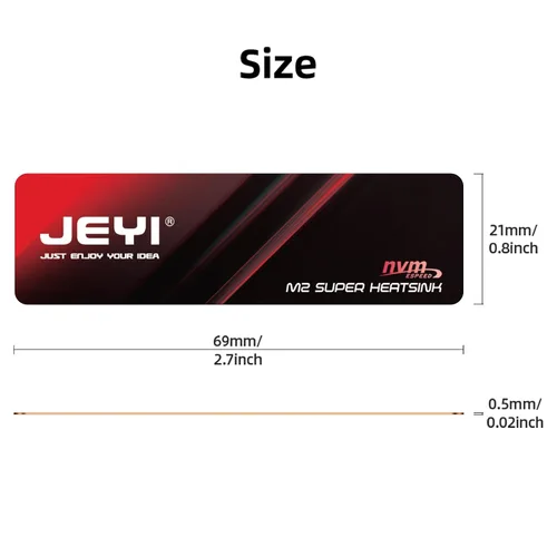 Miniatura 7 de JEYI M.2 2280 SSD disipador de calor, grafeno+hoja de cobre, ultradelgado de 0.5mm, conductividad térmica de 1500W/mK, para SSDs NVMe/SATA (5 piezas)