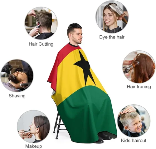 Miniatura 3 de Capa de peluquería con bandera de Ghana para adultos, para peluquería en casa, peluquería, Estilo, Talla única