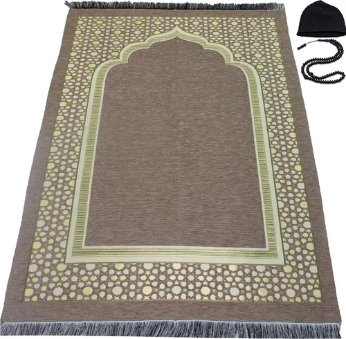 Modefa Tapete de oración islámica turca, felpilla tejida fina, Sajjadah, intrincada alfombra de oración para Ramadán, regalo de Eid de Ramadán,