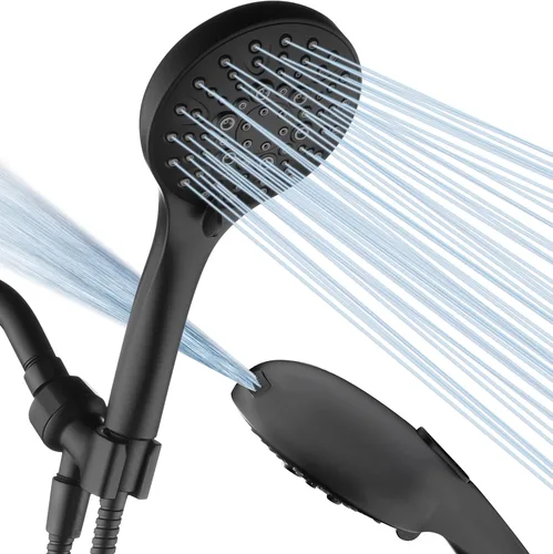 Miniatura 12 de BRIGHT SHOWERS Cabezal de ducha de alta presión con mango, 9 ajustes de pulverización, cabezal de ducha con lavado a presión integrado para limpiar