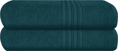Miniatura 34 de BOUTIQUO Juego de 2 toallas de baño 100% algodón de 28 x 55 pulgadas, toallas de baño grandes ecológicas, compactas, de secado rápido, ligeras, Rosa