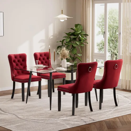 Miniatura 81 de Baysitone Juego de mesa de comedor de vidrio de 51 pulgadas para 4, juego de 5 piezas moderno de comedor, mesa de cocina rectangular de vidrio con 4