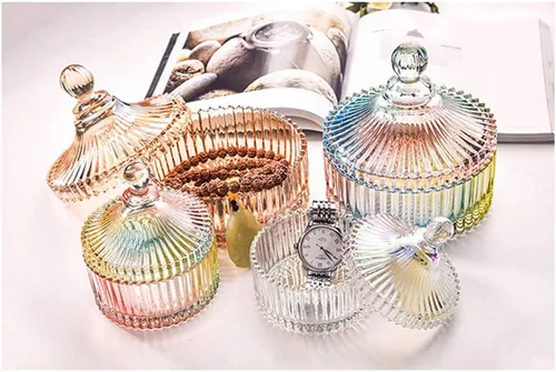 Miniatura 2 de CHOOLD - Frasco de caramelos de cristal con forma de tienda de lujo y colorido con tapa, frasco de vidrio transparente para boticario, frasco