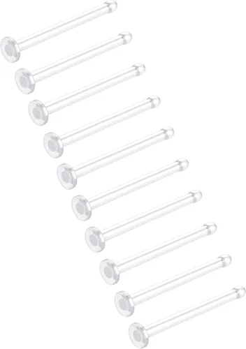 Miniatura 8 de Aretes de nariz transparentes para mujeres y hombres, 10 unidades, retenedores de plástico planos, transparentes, para el trabajo, cirugía
