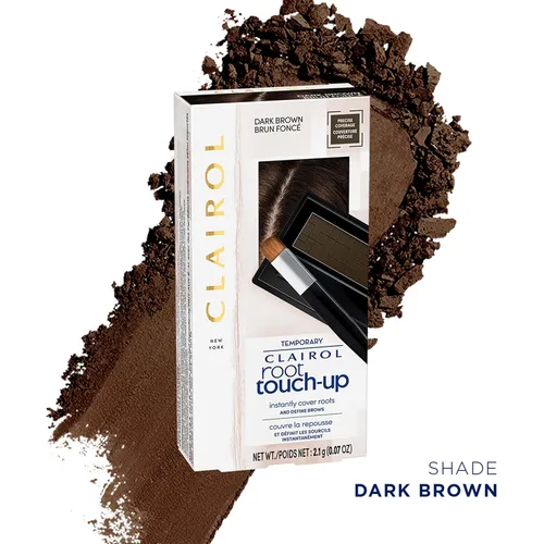 Miniatura 3 de Clairol Polvo de ocultación temporal de retoque de raíz, color de cabello castaño oscuro, paquete de 1 unidad y barra rápida de retoque de raíz gris