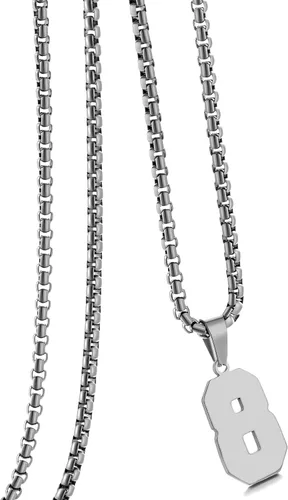 Miniatura 92 de Collar de Número Dorado para Hombre, Cadena de Acero Inoxidable con Colgante de Número para Atletas, Joyería Deportiva Personalizada para Niños