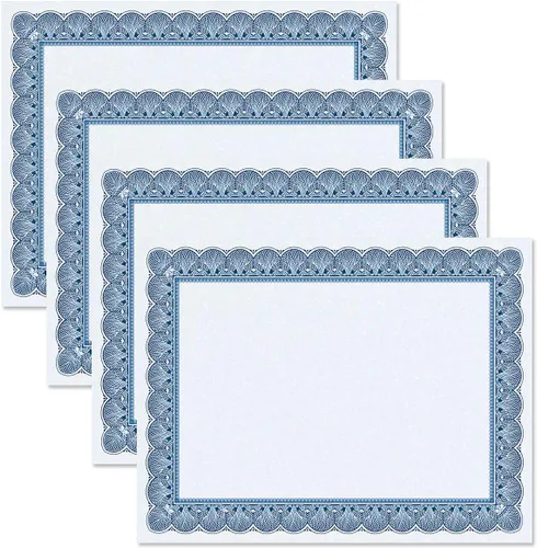 Elite Blue & Blue Parchment Certificate Papers - Paquete de 100, compatible con impresoras láser y de inyección de tinta, para oficina, premios de